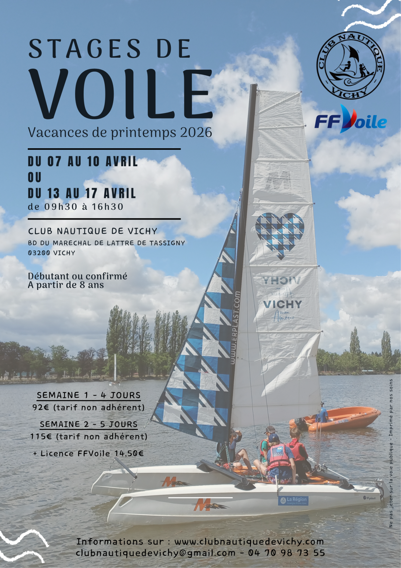 Affiche stages voile printemps 2026