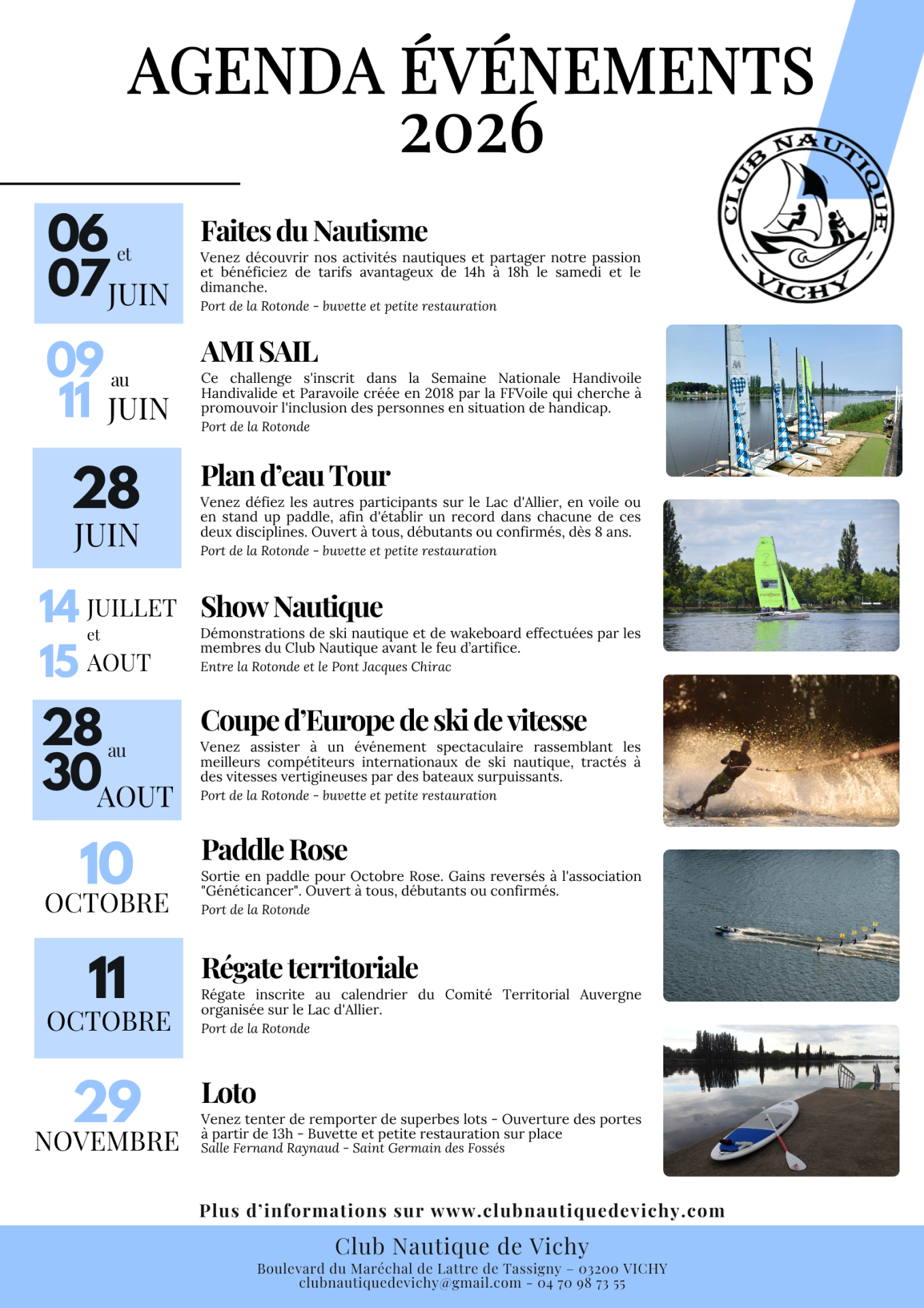 Agenda des événements 2026